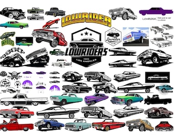 Lowrider Cars PNG Clipart Bundle: Car Digital Designs (T-Shirt Sublimation, Sticker Pack)