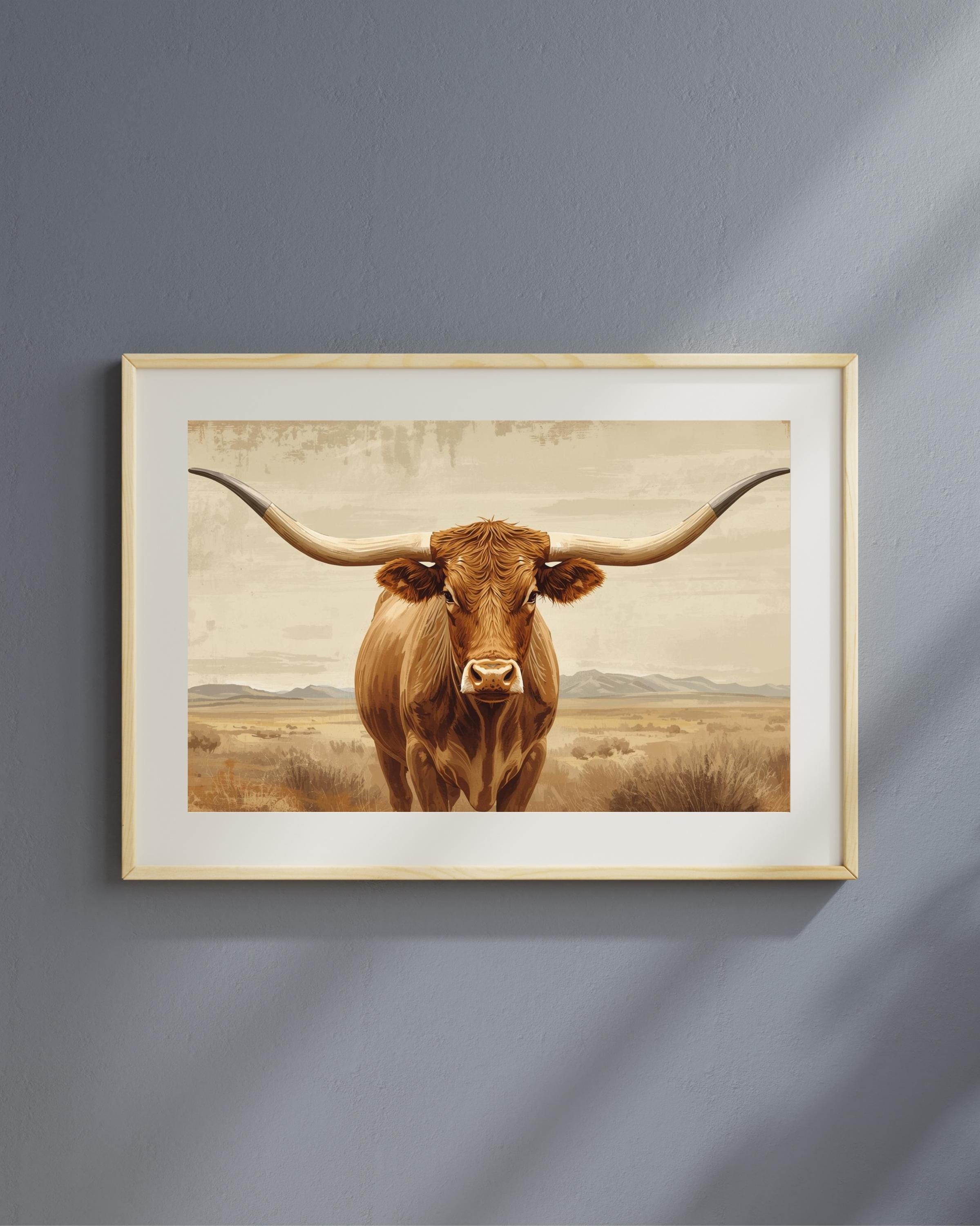Longhorn Cow Print, Rustic Farmhouse Wall Art (digital Download) - Etsy