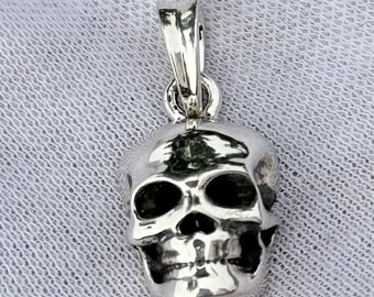 Collana Con Ciondolo Teschio In Argento, Stile Biker Rock, Catena