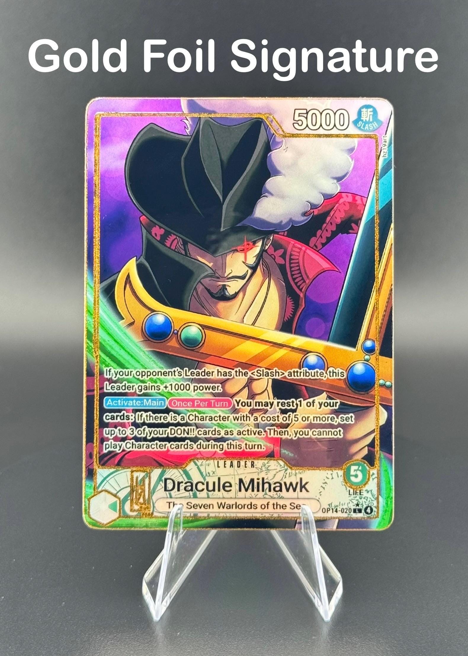 Dracule Mihawk OP14 One Piece Custom TCG Leader Card Proxy - Etsy Israel
