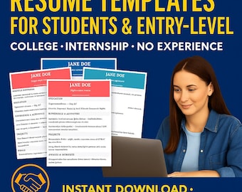 Student Resume Templates: Entry-Level, Internship, College (Editable Word)