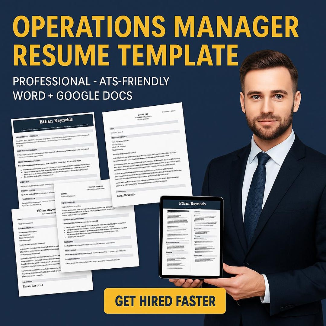 ATS Operations Manager Resume Template: Editable Word & Google Docs - Etsy