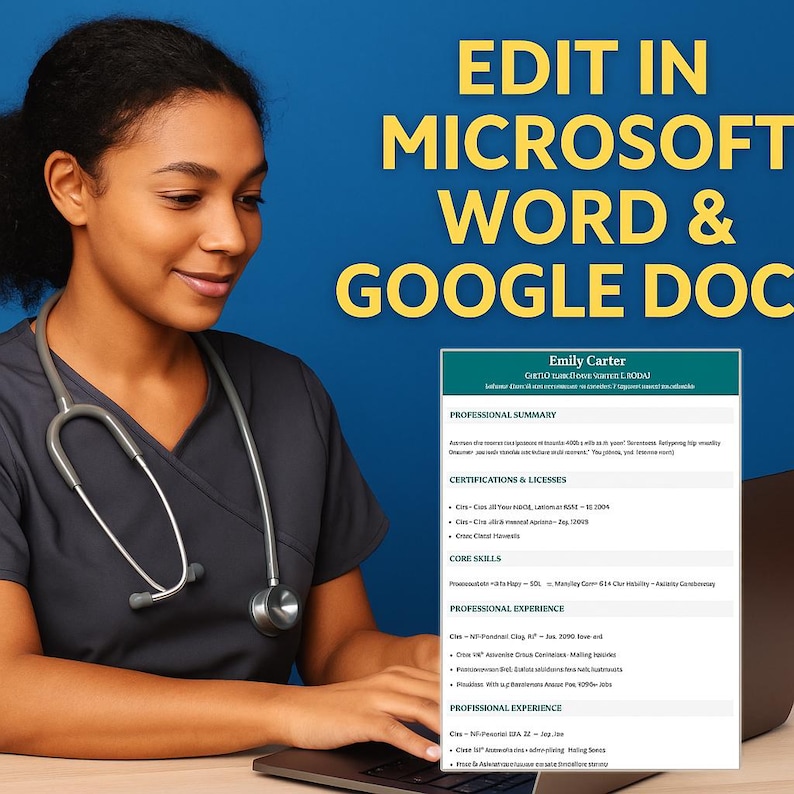 CNA Resume Template: Ats-friendly, Editable in Word & Google Docs - Etsy
