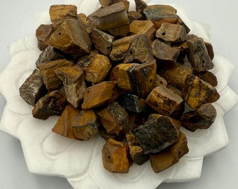 Raw Tiger Eye Beads: Golden Brown Gemstone Nuggets, Pre-Drilled
