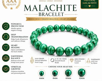 Malachite Bracelet – Natural Stone for Protection, Transformation & Heart Healing