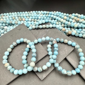 AAA Larimar Bracelet – Natural Dominican Larimar Gemstone Bracelet, Blue Larimar Beaded Bracelet, March Birthstone Crystal Jewelry imagen 8