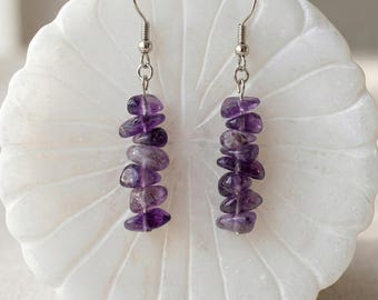 Amethyst Earrings – Natural Crystal Drop Earrings | Boho Jewelry