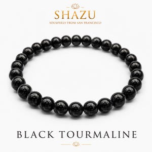 AAA Black Tourmaline Bracelet – Natural Black Tourmaline Crystal Bracelet | Brazilian Tourmaline Jewelry | Root Chakra image 2
