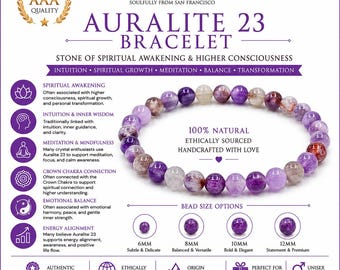AAA Auralite 23 Bracelet | Natural Auralite-23 Genuine Crystal Bracelet | Canadian Amethyst Meditation Crown Chakra Gift