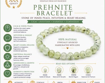 AAA Prehnite Bracelet – Natural Green Prehnite Crystal Bracelet for Calm, Intuition & Heart Chakra