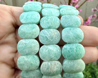 Amazonite Crystal Bracelet • Oval Faceted, Calming Stone