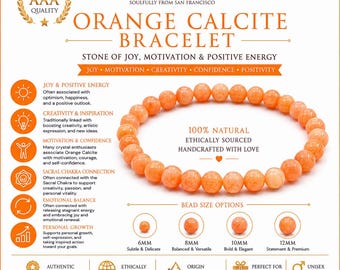 AAA Orange Calcite Bracelet – Natural Crystal Bracelet for Joy, Motivation & Positive Energy