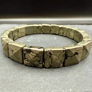 Bracelet Perles Pyrite Fait Main – Pierre Naturelle Sur Mesure Pour Homme, Femme, Enfant