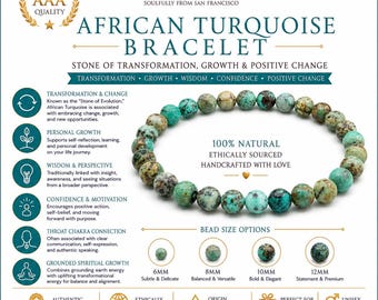 AAA African Turquoise Bead Bracelet – Natural South African Jasper Bracelet for Transformation, Growth & Positive Change