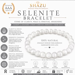 AAA Selenite Bracelet – Natural Crystal Bracelet for Cleansing, Peace & Spiritual Clarity | Crown Chakra Gemstone Jewelry