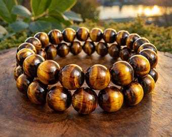 Natural Tiger Eye Bracelet  - AAA+ |6mm 8mm 10mm 12mm | Protection Wealth Confidence | Unisex