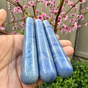 Bacchetta massaggiante in cristallo di avventurina blu / Massaggiatore in pietra naturale per agopressione e punti trigger