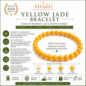 AAA Gult Jadearmband – Naturligt Gult Jadekristallarmband, Tur, Glädje och Positiv Energi