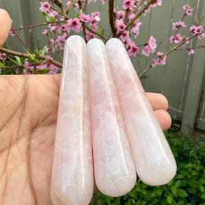 Rose Quartz Crystal Massage Wand | Natural Stone Acupressure Tool for Trigger Point Therapy, Muscle Relief & Energy Healing