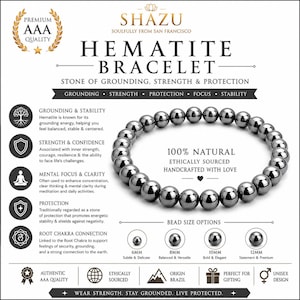AAA Hematite Bracelet – Natural Hematite Crystal Bracelet | Metallic Gemstone Jewelry | Grounding Root Chakra