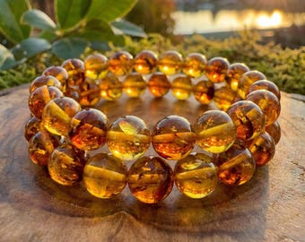 Pulsera de ámbar báltico auténtico - Joya de ámbar con forma de flor - Regalo para ella