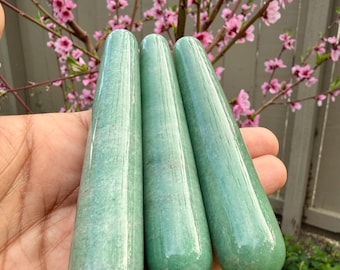 Green Aventurine Crystal Massage Wand | Natural Stone Massager for Acupressure and Trigger Point