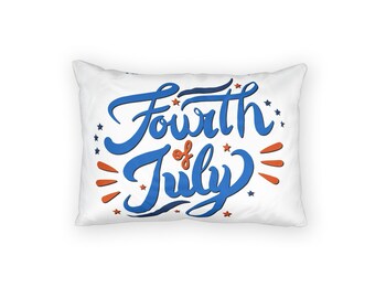 Fourth of July Pillow Sham | Patriotic Stars and Script