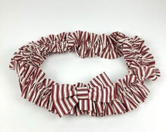 Longaberger Large Circular Red Ticking Basket Garter Liner | 10" VTG #22624