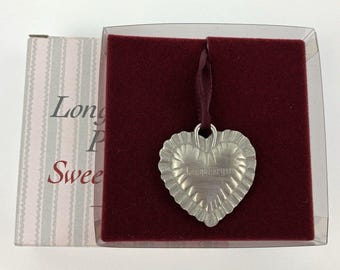 Longaberger Pewter Sweet Heart Basket Tie On | /w Box 1.5"