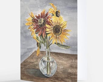 Sunflower Vase Greeting Card - Watercolor