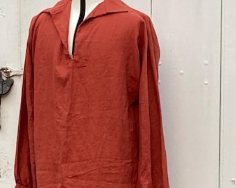 Terra Cotta Red - Handmade Linen Shirt