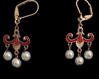 Garnet chandelier Earrings (nickel- free)