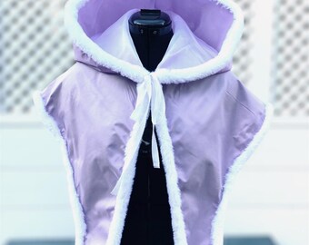 1820's Lilac Silk short Mantlette with fur trim