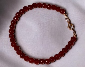 Garnet 6mm beaded bracelet (nickel-free)