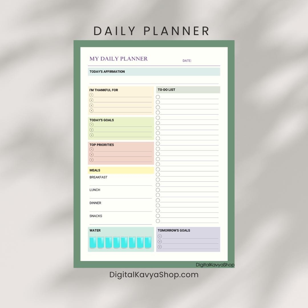 Printable Daily Planner | Minimalist Planner Page | Productivity PDF ...