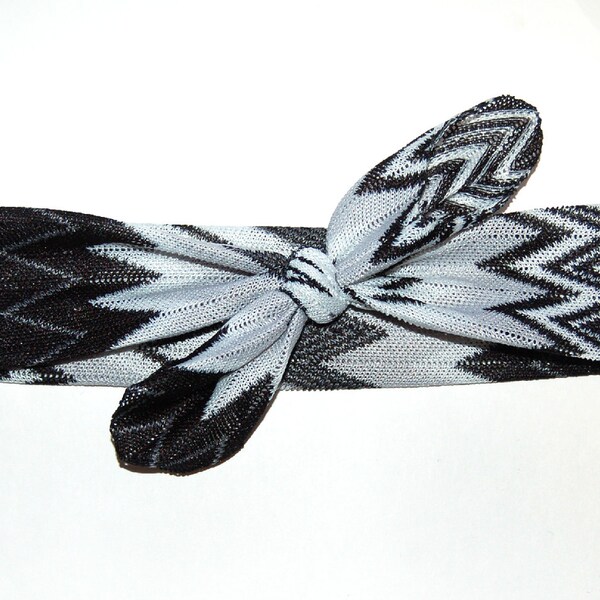 WRAP COLLECTION - Missoni Inspired Black & White Head Scarf/Headband/Ear Warmer - Christmas, Holidays, Winter