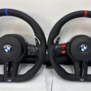 Specialdesignad läderratt från BMW: M Performance Style med röda/blå accenter för F2x, F3x, F8x eller fler