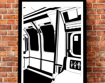 London Underground original physical Digital Print – Minimalist Station digital Illustration, Bold Graphic Wall Art.