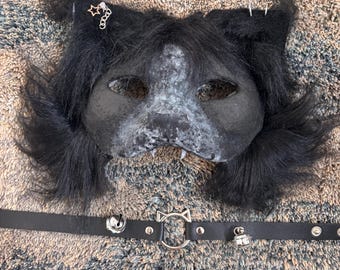 Black cat mask with collar! (Read desc)