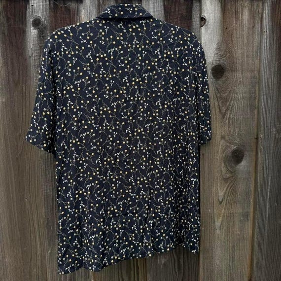 Vintage Eugen Klein Black Ditsy Floral Button Up Shirt View 2