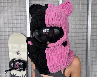 Ski Mask, Crochet Balaclava, Handmade Balaclava, Funny Ski Mask, Character Ski Mask, Plush Balaclava, Ski Helmet Cover, Snowboarding Mask