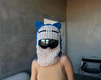 Ski Mask, Crochet Balaclava, Handmade Balaclava, Funny Ski Mask, Character Ski Mask, Plush Balaclava, Ski Helmet Cover, Snowboarding Mask