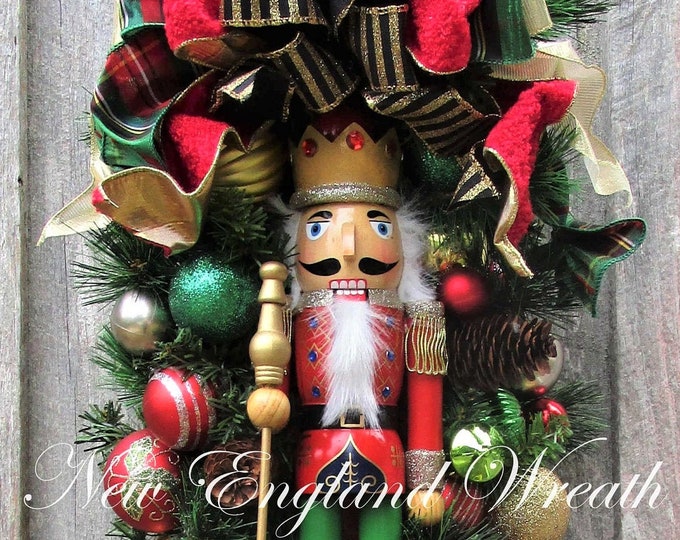 Nutcracker Wreath Christmas Wreath Jeweled Holiday Swag Etsy Canada