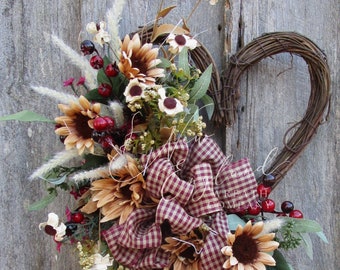 Valentine's Wreath, Heart, Farmhouse, Designer, Cottage, Elegant Valentine, Red Berries, Country French, Front Porch, Wedding, Romantic