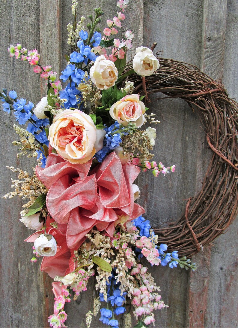 Floral Wreaths Elegant Summer Wreath Victorian Rose Wreath Etsy