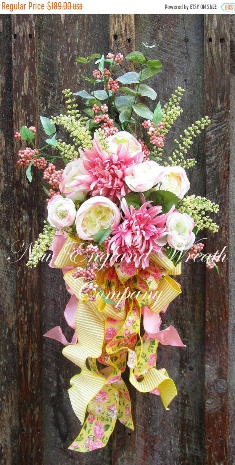 ON SALE Floral Swag Summer Wreath Country French Swag Etsy