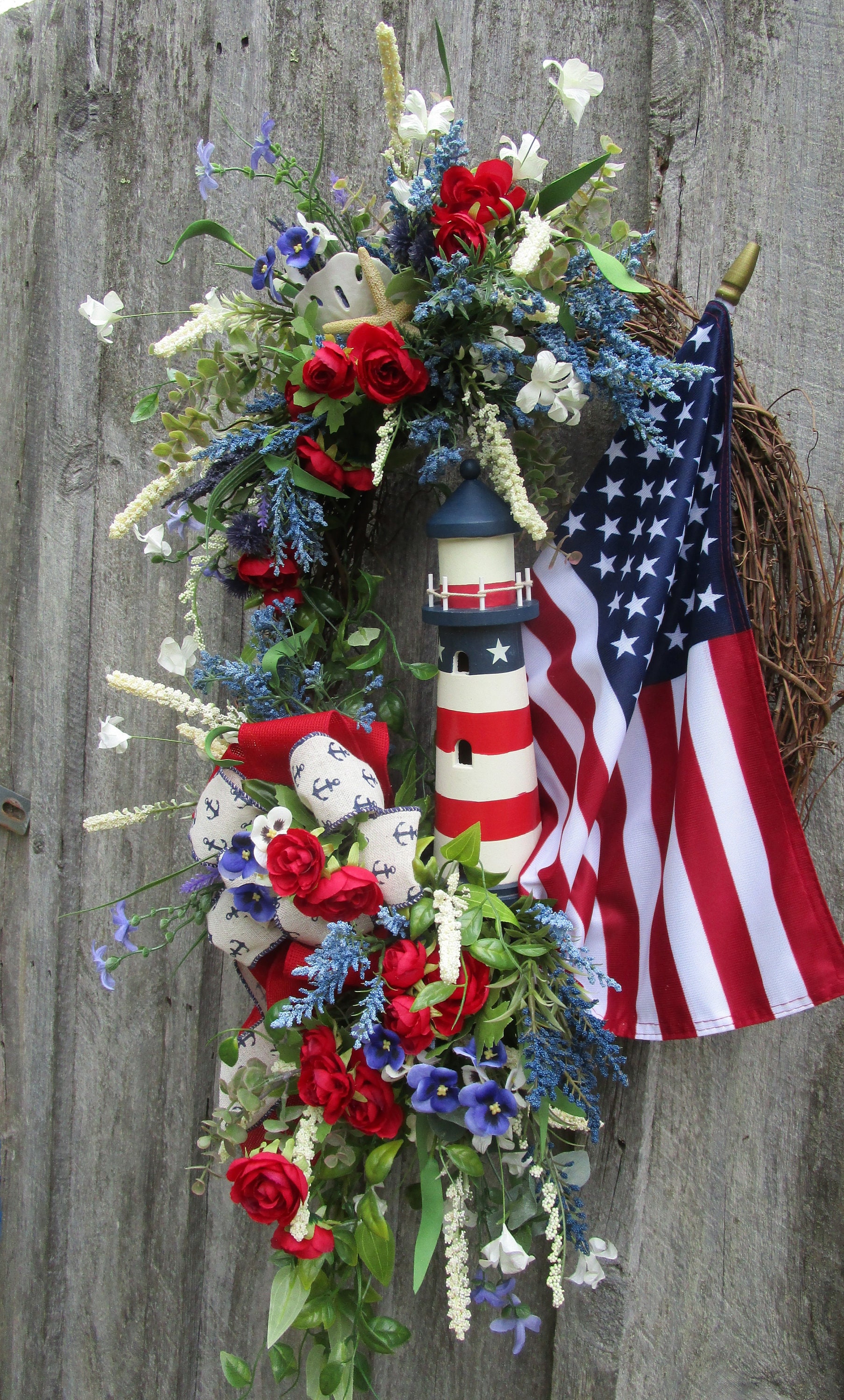 Coastal Fourth of July Door Décor, America 250 Wreath, Cape Cod ...