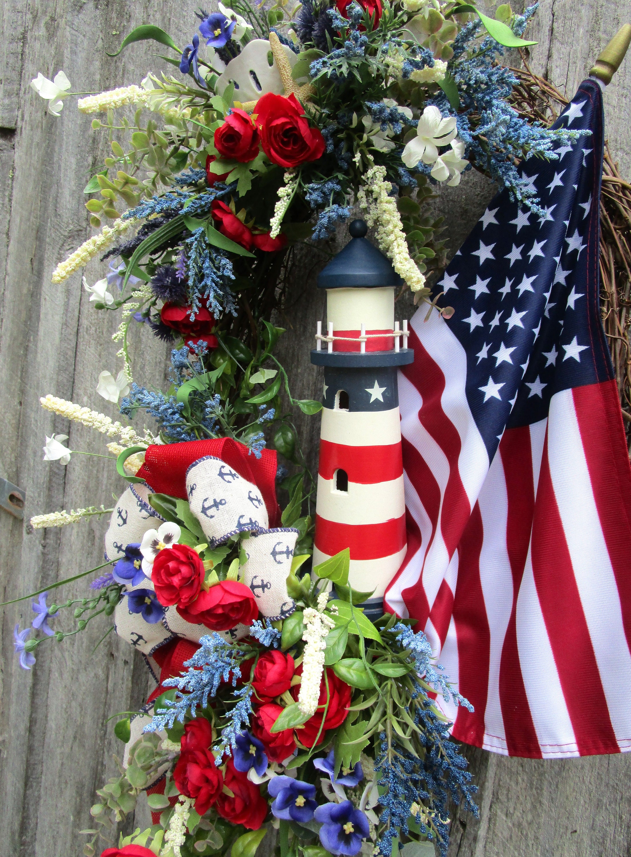 Coastal Fourth of July Door Décor, America 250 Wreath, Cape Cod ...