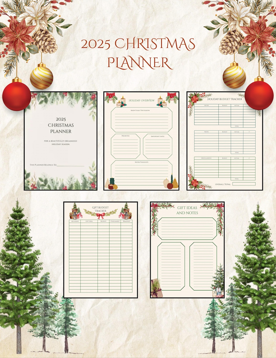 Christmas Planner Printable Bundle | Holiday Budget, Gift, Meal ...