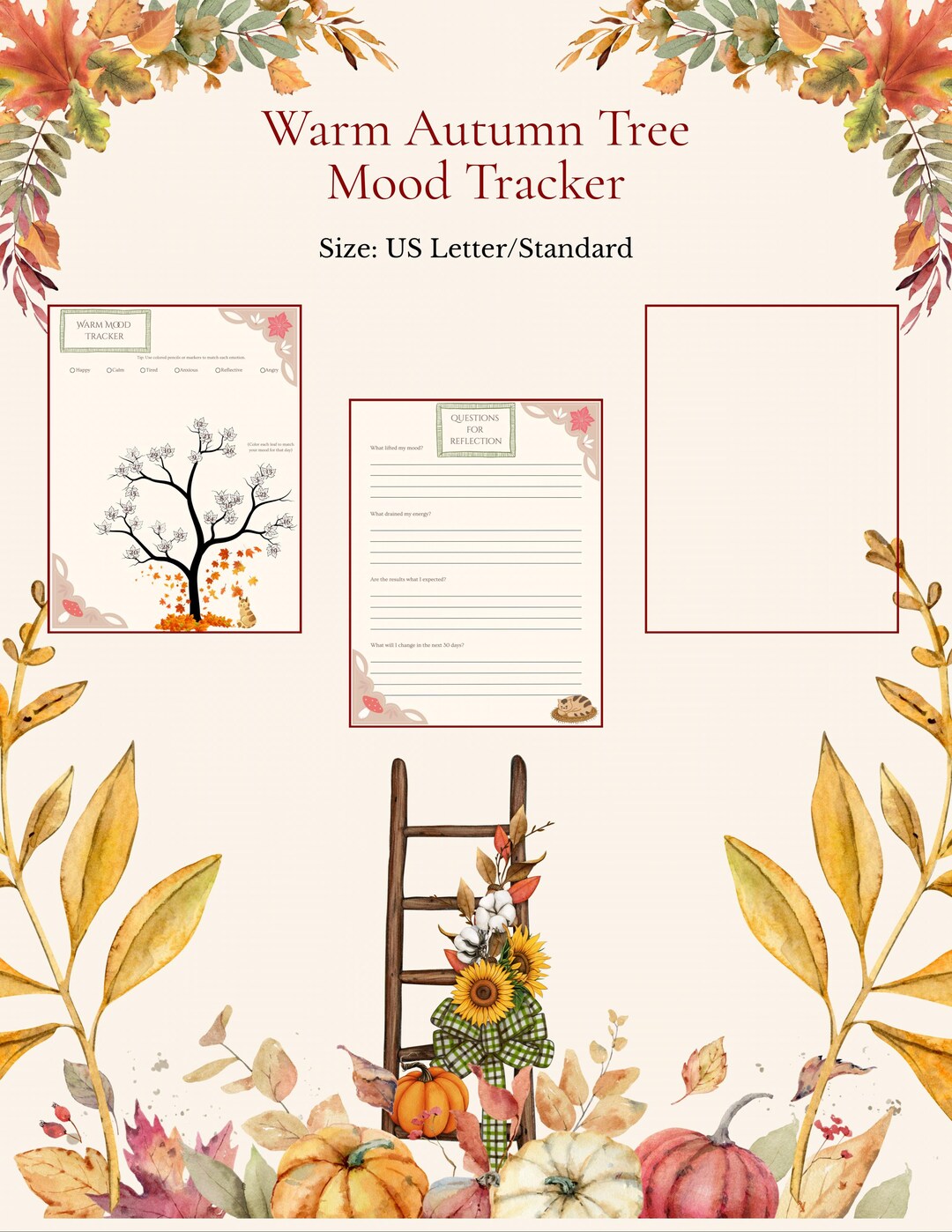Cmood Tree Autumn Tree Mood Tracker | Mental Health Reflection Page, Dream Page ...